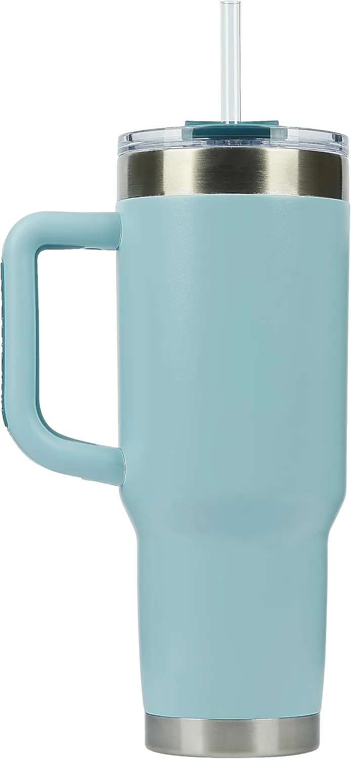 Pelican Hydration Pelican Porter™ 40 oz Vacuum Insulated Tumbler - Recycled Stainless Steel Double Wall Travel with Dual Lid, Powder Coated Insulated Coffee Mug For Hot Cold Drinks, Breeze