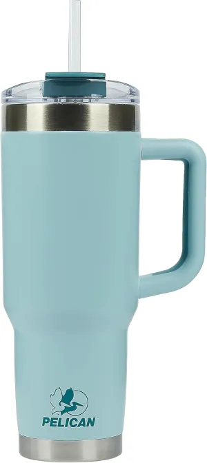 Pelican Hydration Pelican Porter™ 40 oz Vacuum Insulated Tumbler - Recycled Stainless Steel Double Wall Travel with Dual Lid, Powder Coated Insulated Coffee Mug For Hot Cold Drinks, Breeze
