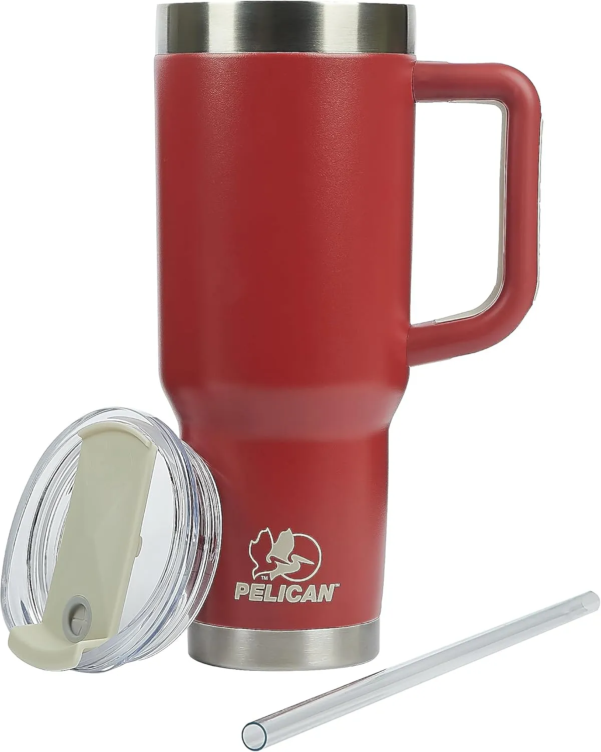 Pelican Hydration Pelican Porter™ 40 oz Vacuum Insulated Tumbler - Recycled Stainless Steel Double Wall Travel with Dual Lid, Powder Coated Insulated Coffee Mug For Hot Cold Drinks, Brick