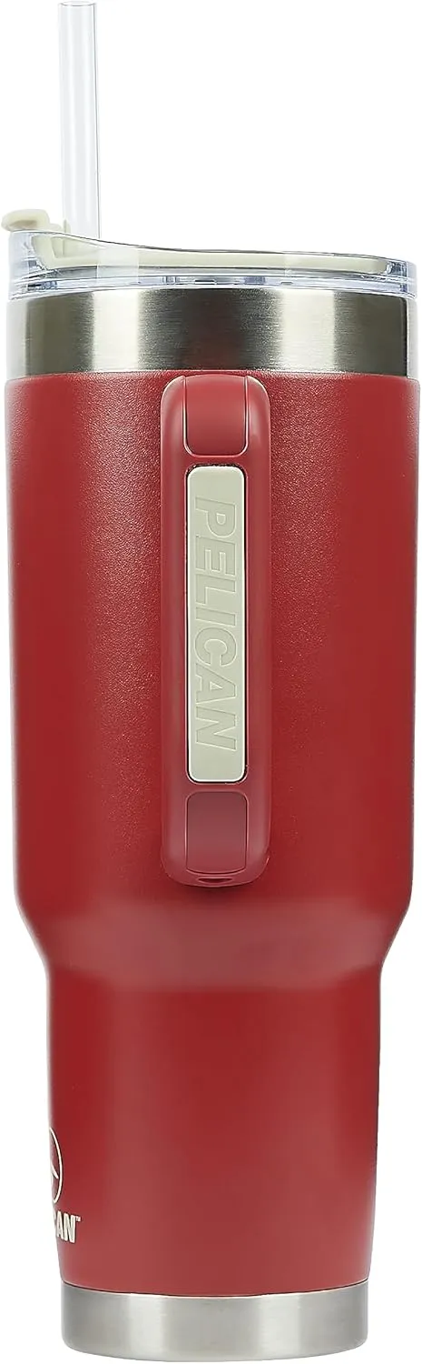 Pelican Hydration Pelican Porter™ 40 oz Vacuum Insulated Tumbler - Recycled Stainless Steel Double Wall Travel with Dual Lid, Powder Coated Insulated Coffee Mug For Hot Cold Drinks, Brick