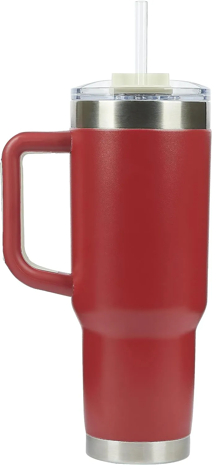 Pelican Hydration Pelican Porter™ 40 oz Vacuum Insulated Tumbler - Recycled Stainless Steel Double Wall Travel with Dual Lid, Powder Coated Insulated Coffee Mug For Hot Cold Drinks, Brick
