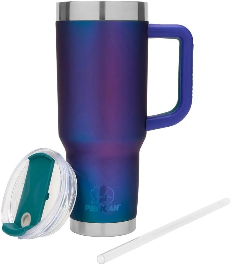 Pelican Hydration Pelican Porter™ 40 oz Vacuum Insulated Tumbler - Recycled Stainless Steel Double Wall Travel with Dual Lid, Powder Coated Insulated Coffee Mug For Hot Cold Drinks, Nebula