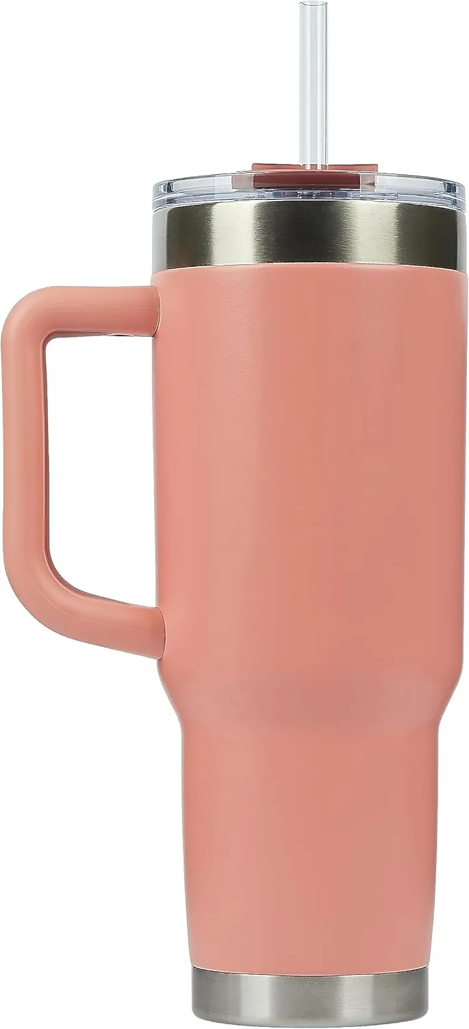 Pelican Hydration Pelican Porter™ 40 oz Vacuum Insulated Tumbler - Recycled Stainless Steel Double Wall Travel with Dual Lid, Powder Coated Insulated Coffee Mug For Hot Cold Drinks, Salmon