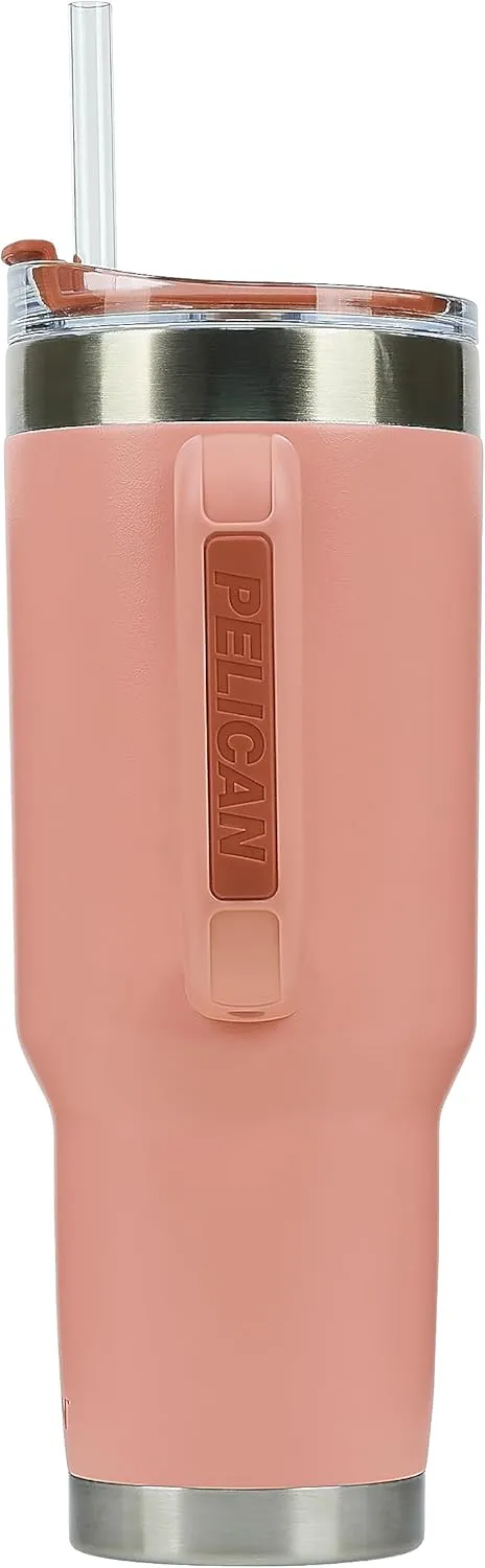 Pelican Hydration Pelican Porter™ 40 oz Vacuum Insulated Tumbler - Recycled Stainless Steel Double Wall Travel with Dual Lid, Powder Coated Insulated Coffee Mug For Hot Cold Drinks, Salmon