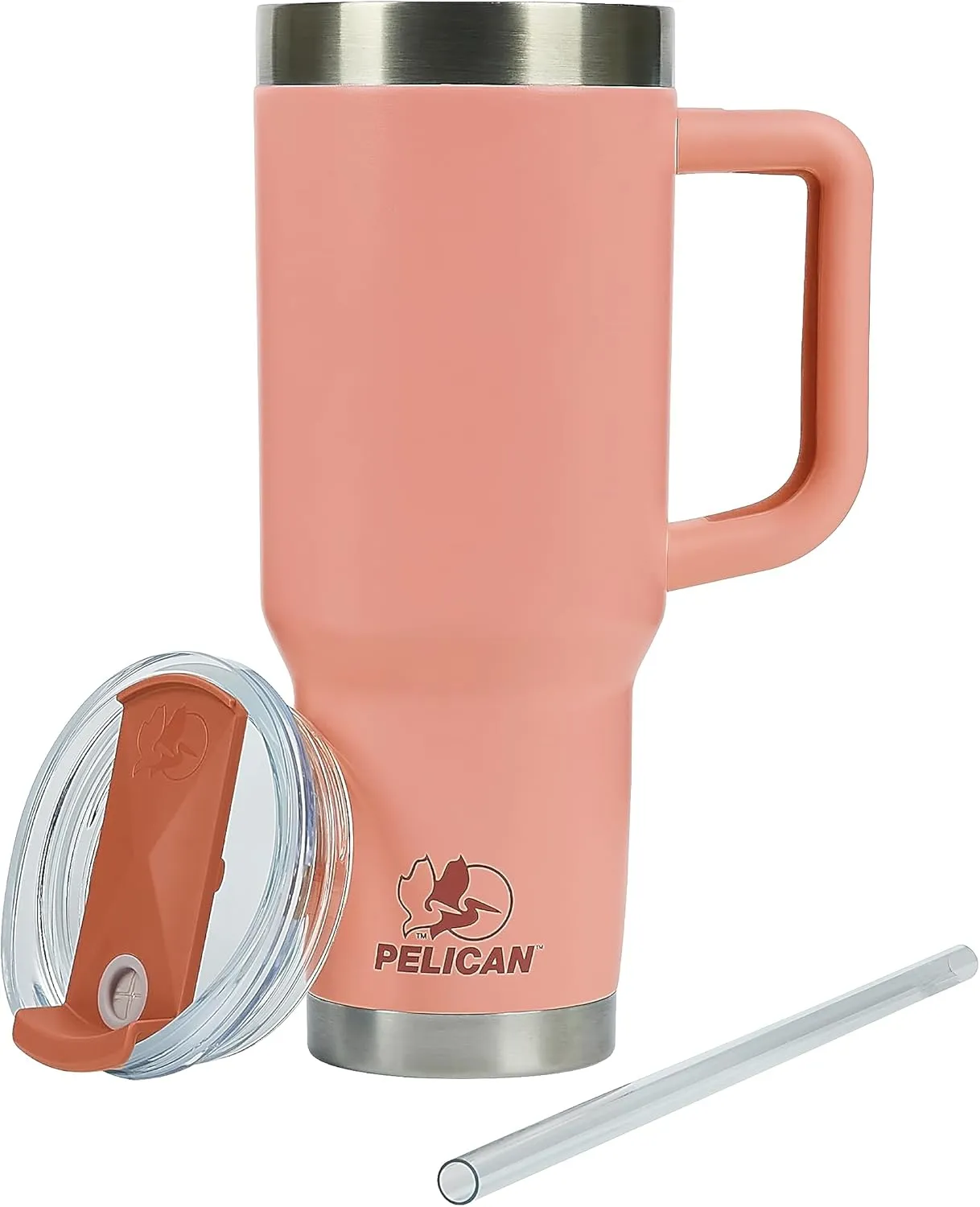 Pelican Hydration Pelican Porter™ 40 oz Vacuum Insulated Tumbler - Recycled Stainless Steel Double Wall Travel with Dual Lid, Powder Coated Insulated Coffee Mug For Hot Cold Drinks, Salmon
