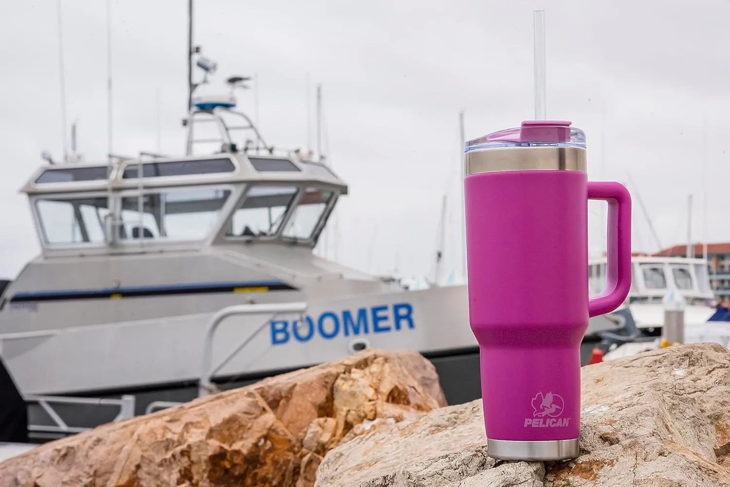 Pelican Hydration Pelican Porter™ 40 oz Vacuum Insulated Tumbler - Recycled Stainless Steel Double Wall Travel with Dual Lid, Powder Coated Insulated Coffee Mug For Hot Cold Drinks, Salmon