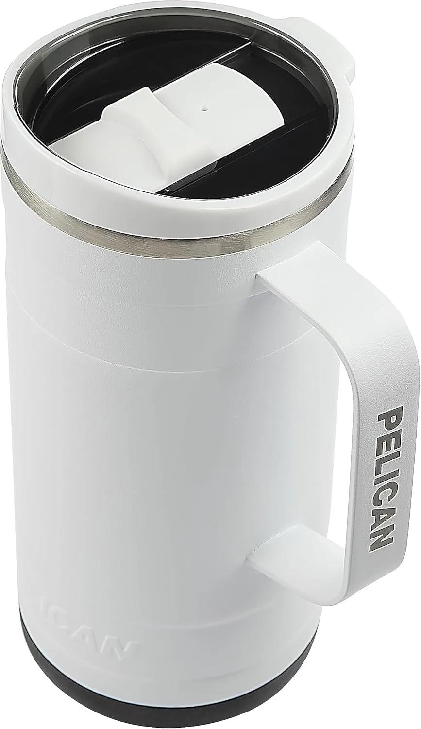 Pelican Hydration Pelican Ridge™ 18 oz Vacuum Insulated Tumbler - Recycled Stainless Steel Double Wall Travel with Dual Lid, Powder Coated Insulated Coffee Mug For Hot Cold Drinks, Bright White