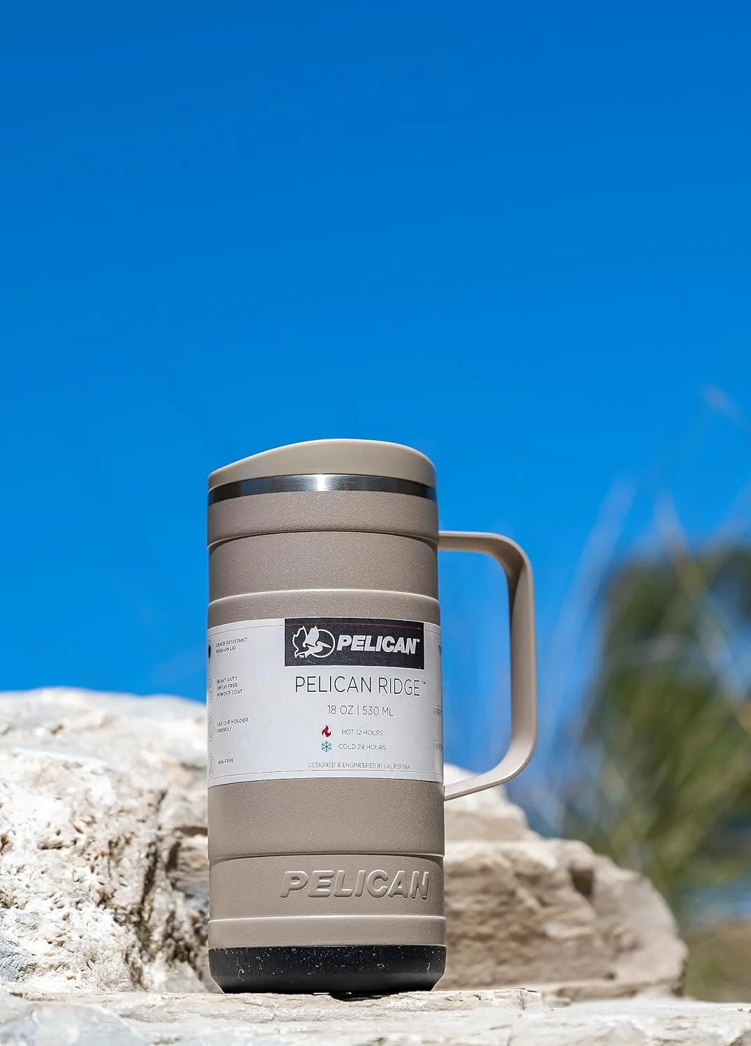 Pelican Hydration Pelican Ridge™ 18 oz Vacuum Insulated Tumbler - Recycled Stainless Steel Double Wall Travel with Dual Lid, Powder Coated Insulated Coffee Mug For Hot Cold Drinks, Graphite