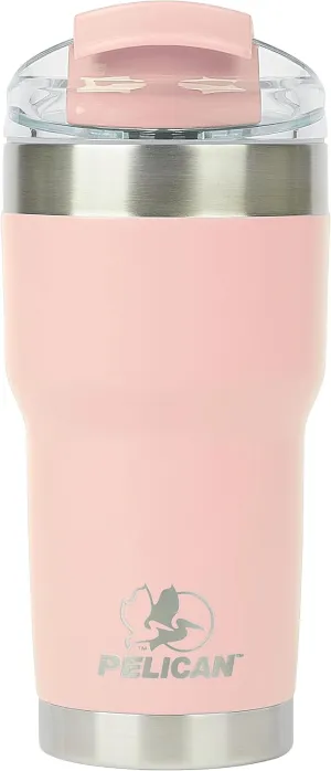 Pelican Hydration Pelican Traveler™ 22 oz Vacuum Insulated Tumbler - Stainless Steel Double Wall Travel with Dual Lid, Powder Coated Insulated Coffee Mug For Hot Cold Drinks, Blush