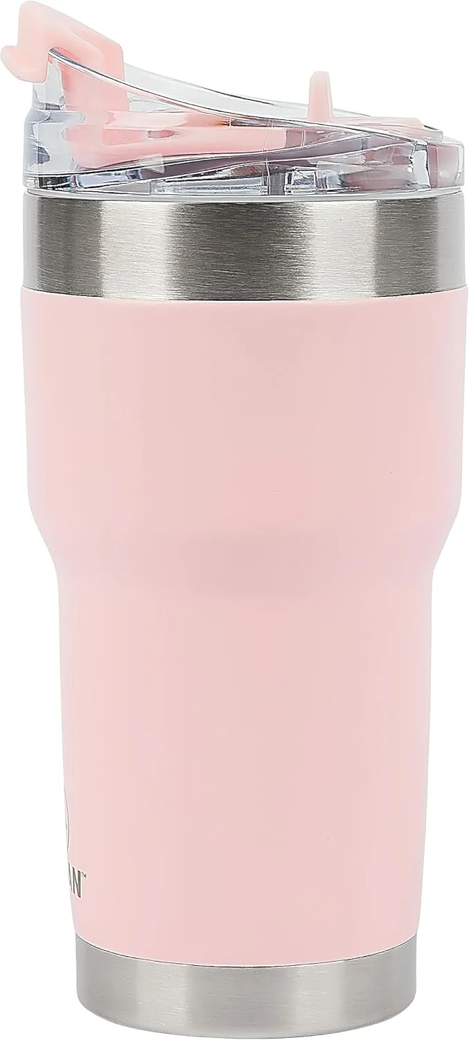 Pelican Hydration Pelican Traveler™ 22 oz Vacuum Insulated Tumbler - Stainless Steel Double Wall Travel with Dual Lid, Powder Coated Insulated Coffee Mug For Hot Cold Drinks, Blush