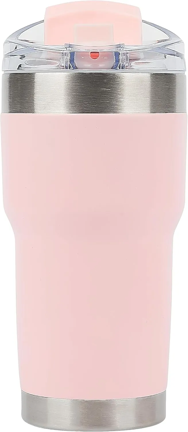Pelican Hydration Pelican Traveler™ 22 oz Vacuum Insulated Tumbler - Stainless Steel Double Wall Travel with Dual Lid, Powder Coated Insulated Coffee Mug For Hot Cold Drinks, Blush