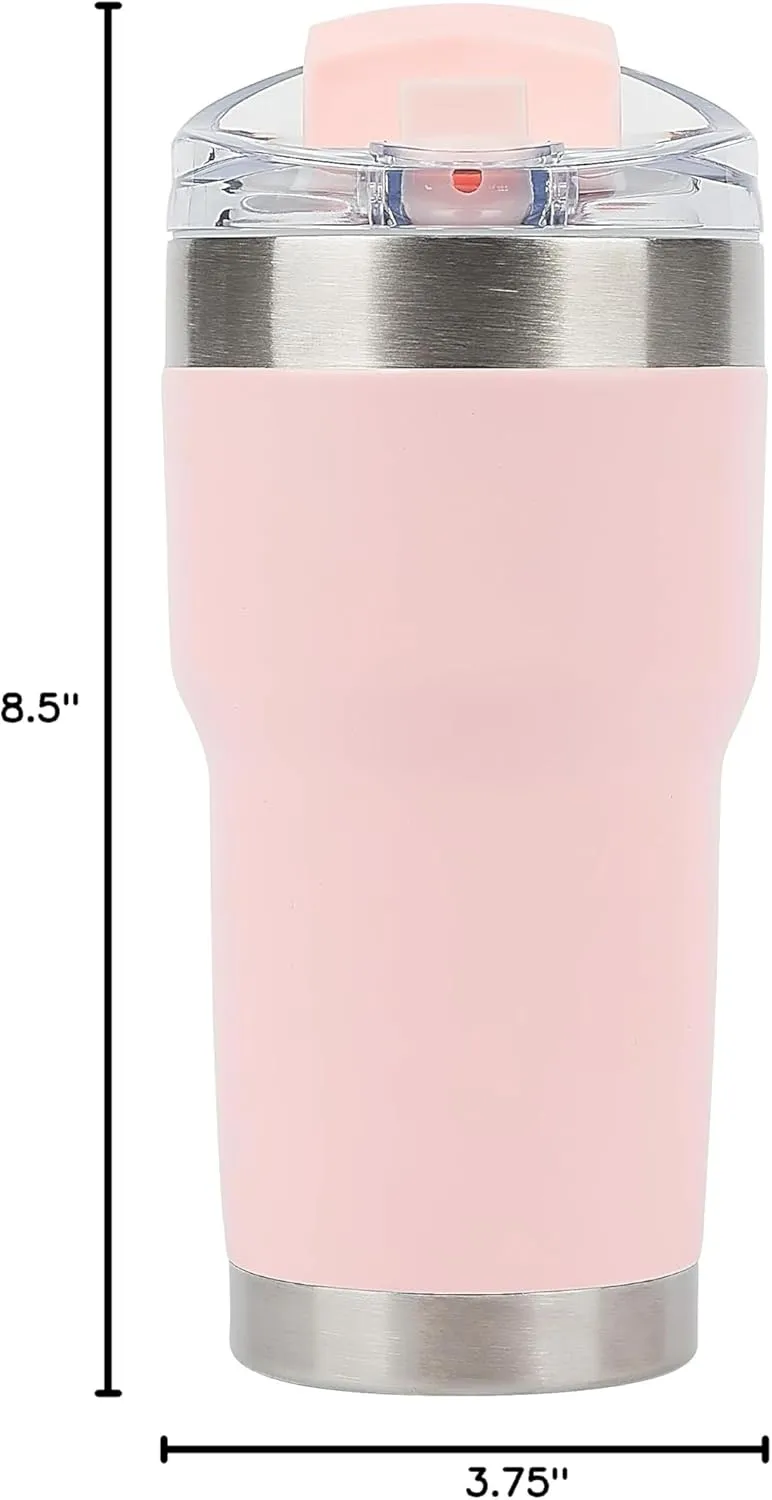 Pelican Hydration Pelican Traveler™ 22 oz Vacuum Insulated Tumbler - Stainless Steel Double Wall Travel with Dual Lid, Powder Coated Insulated Coffee Mug For Hot Cold Drinks, Blush