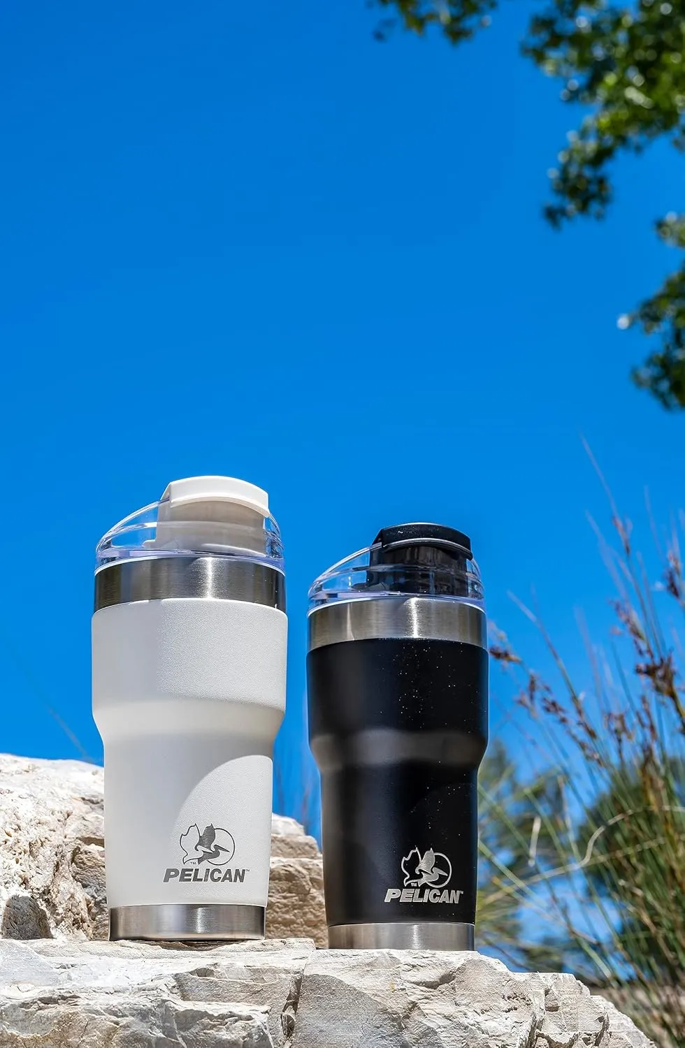 Pelican Hydration Pelican Traveler™ 22 oz Vacuum Insulated Tumbler - Stainless Steel Double Wall Travel with Dual Lid, Powder Coated Insulated Coffee Mug For Hot Cold Drinks, Breeze
