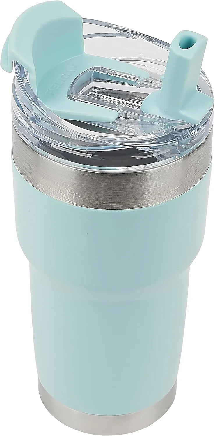 Pelican Hydration Pelican Traveler™ 22 oz Vacuum Insulated Tumbler - Stainless Steel Double Wall Travel with Dual Lid, Powder Coated Insulated Coffee Mug For Hot Cold Drinks, Breeze