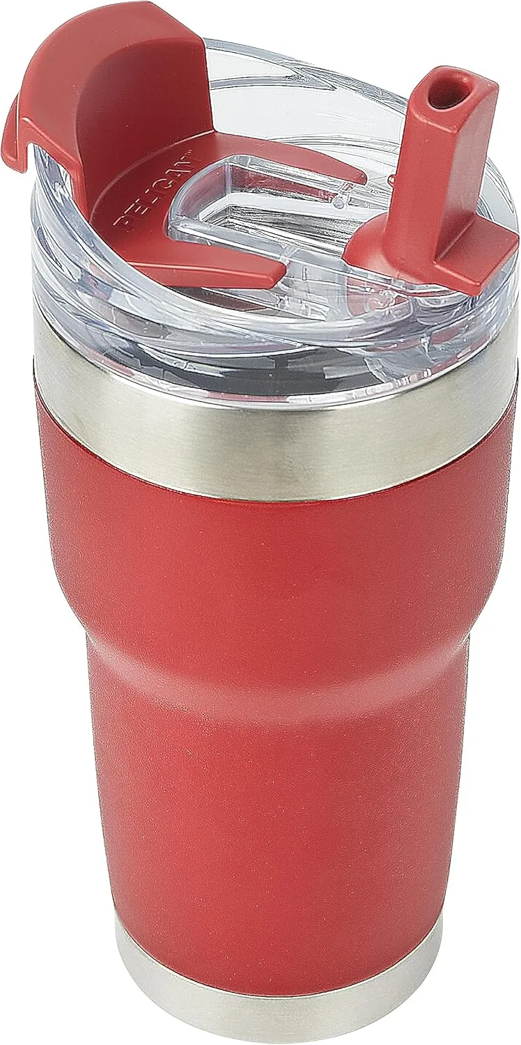Pelican Hydration Pelican Traveler™ 22 oz Vacuum Insulated Tumbler - Stainless Steel Double Wall Travel with Dual Lid, Powder Coated Insulated Coffee Mug For Hot Cold Drinks, Brick