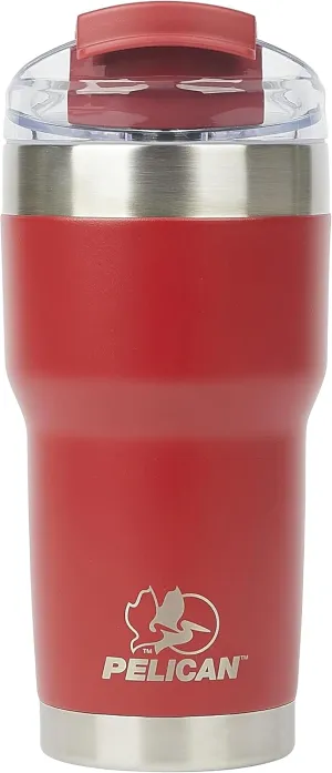Pelican Hydration Pelican Traveler™ 22 oz Vacuum Insulated Tumbler - Stainless Steel Double Wall Travel with Dual Lid, Powder Coated Insulated Coffee Mug For Hot Cold Drinks, Brick