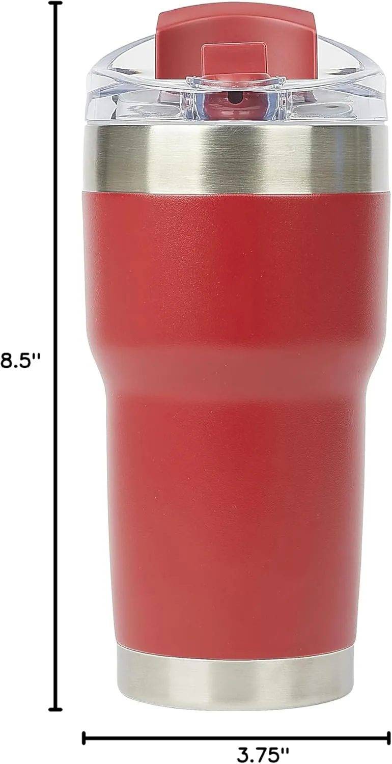 Pelican Hydration Pelican Traveler™ 22 oz Vacuum Insulated Tumbler - Stainless Steel Double Wall Travel with Dual Lid, Powder Coated Insulated Coffee Mug For Hot Cold Drinks, Brick