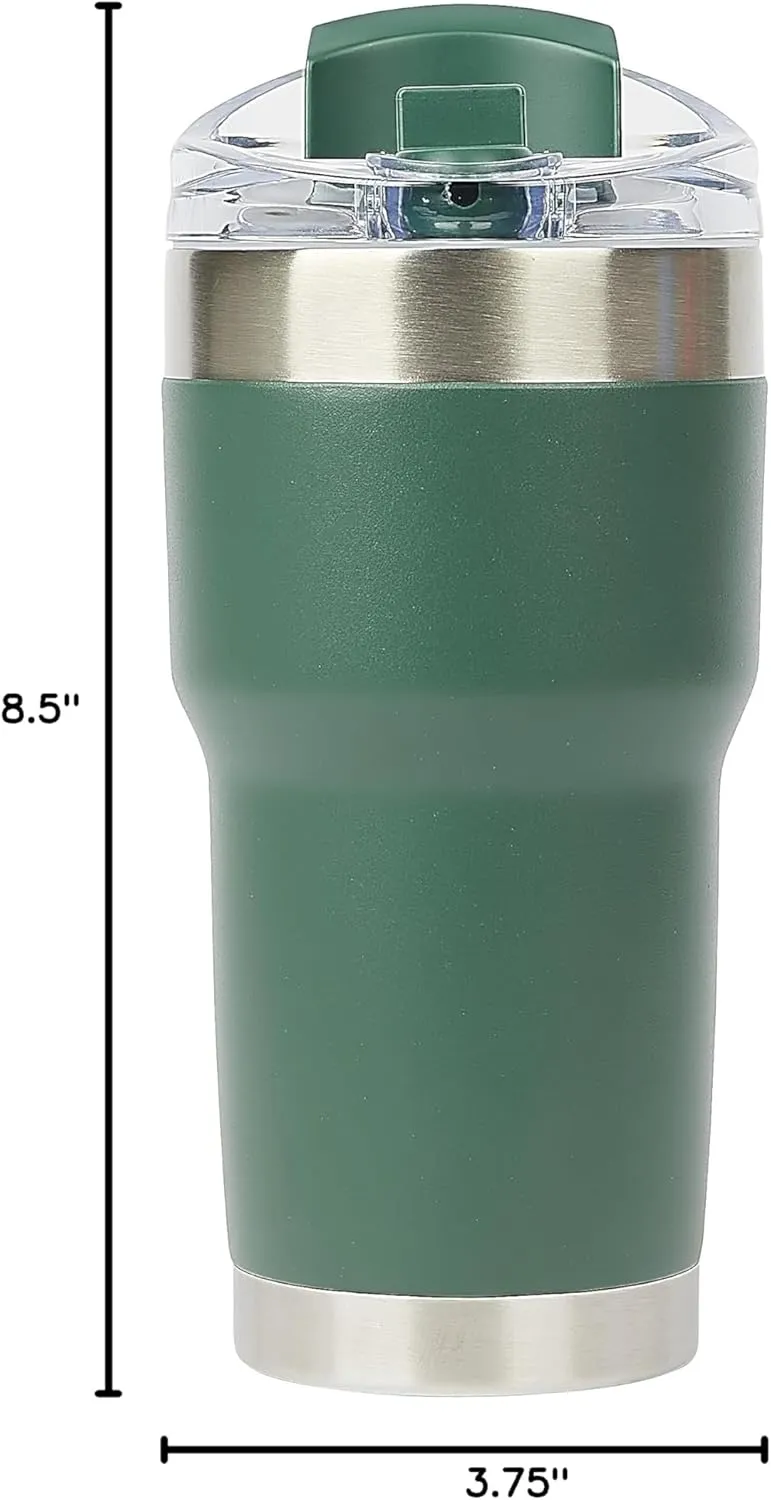 Pelican Hydration Pelican Traveler™ 22 oz Vacuum Insulated Tumbler - Stainless Steel Double Wall Travel with Dual Lid, Powder Coated Insulated Coffee Mug For Hot Cold Drinks, Hunter
