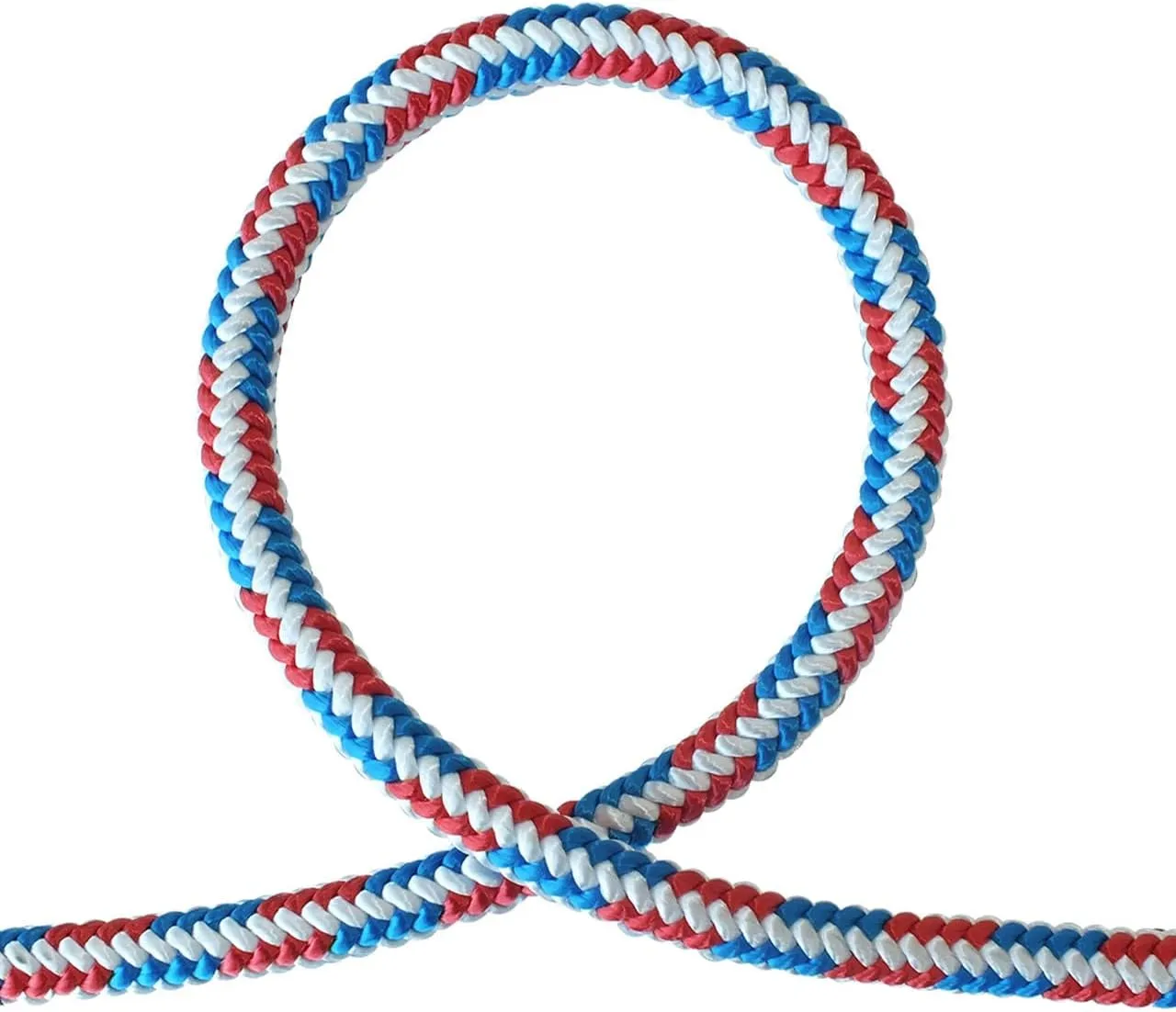 Pelican Rope 16-Strand 1/2 in (12.7 mm) Arborist-16™ Arborist Rope - 7000 lb MBS - Static Climbing Rope - Rescue Operations - High Visibility - 150 ft - Sewn Eye - Red White Blue - Made in The USA