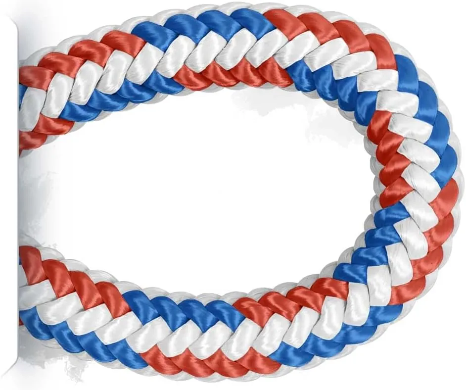 Pelican Rope 16-Strand 1/2 in (12.7 mm) Arborist-16™ Arborist Rope - 7000 lb MBS - Static Climbing Rope - Rescue Operations - High Visibility - 150 ft - Sewn Eye - Red White Blue - Made in The USA