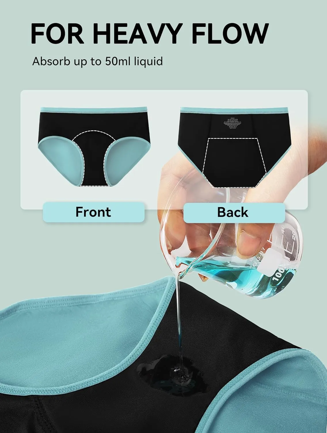 Period Underwear for Women Heavy Flow Soft Absorbent Menstrual Panties Teens Incontinence Leakproof 3 Pack