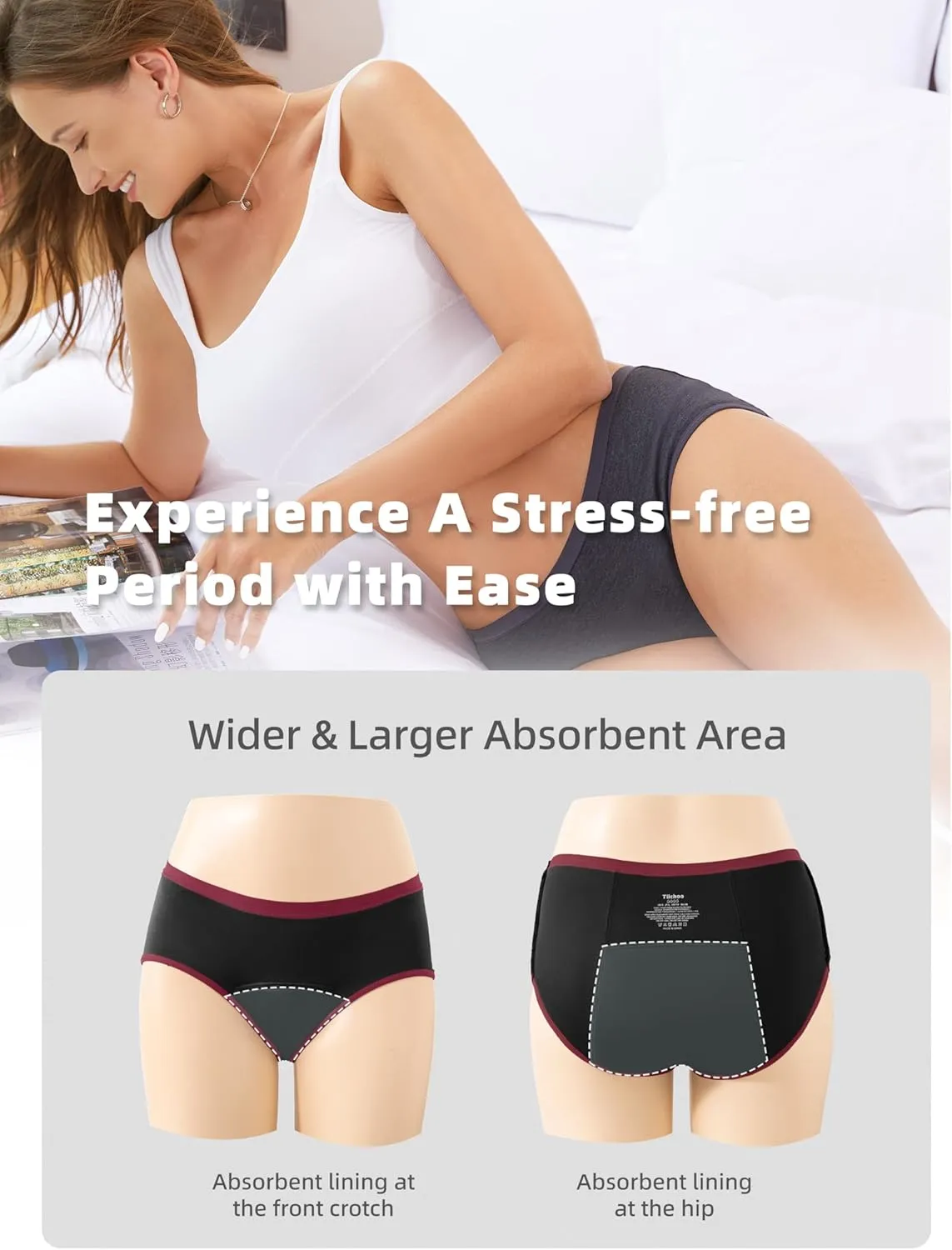 Period Underwear for Women Heavy Flow Soft Absorbent Menstrual Panties Teens Incontinence Leakproof 3 Pack