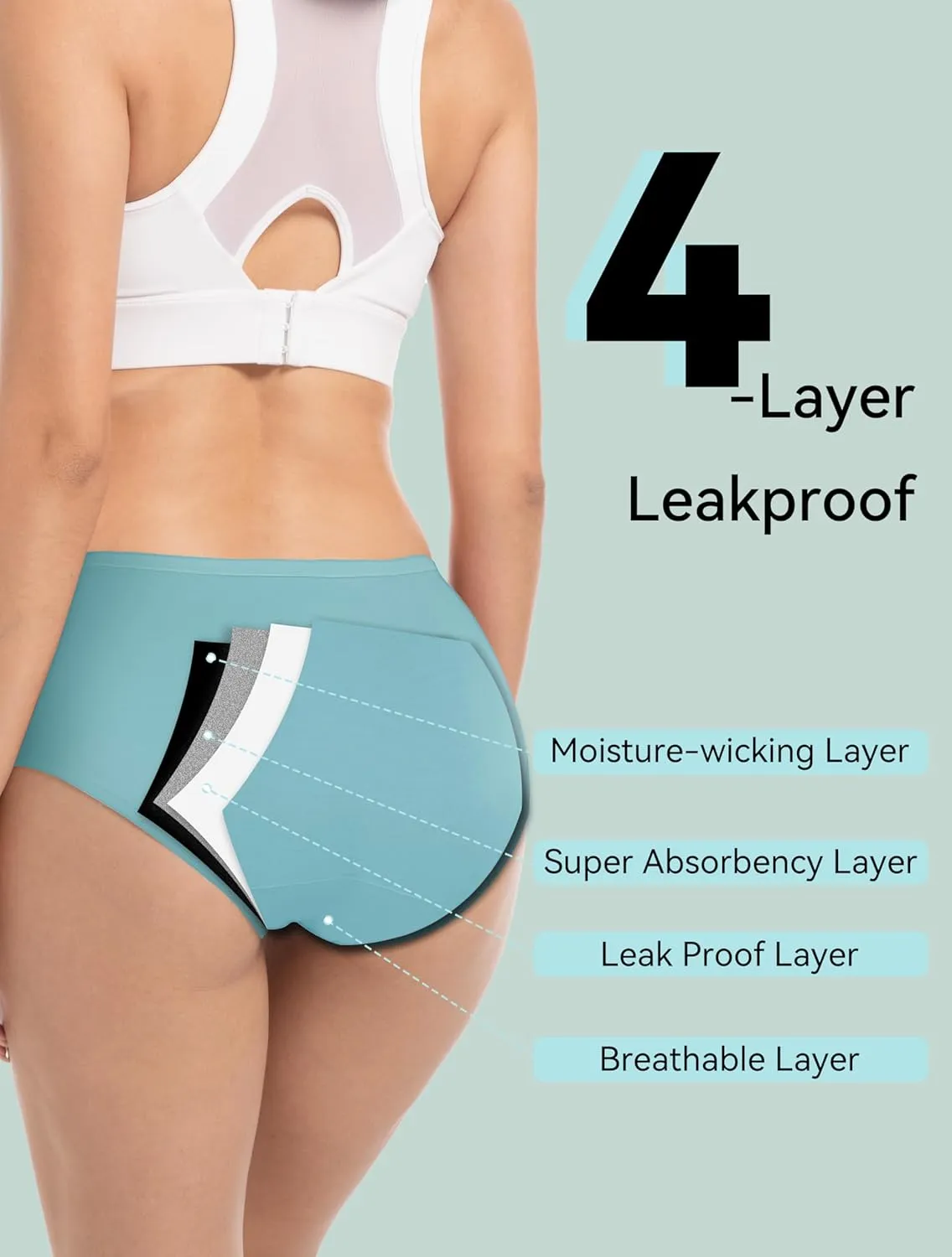 Period Underwear for Women Heavy Flow Soft Absorbent Menstrual Panties Teens Incontinence Leakproof 3 Pack