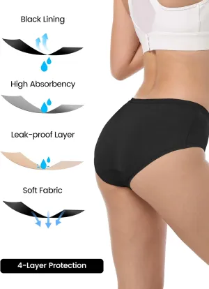 Period Underwear for Women Heavy Flow Soft Menstrual Panties Teens Ladies Leakproof Incontinence 5 Pack