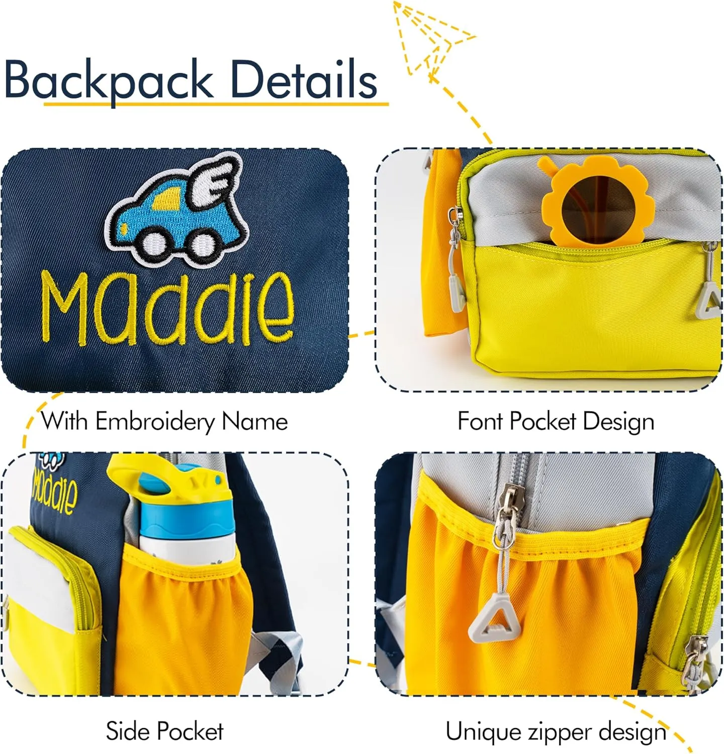 Personalized Backpack 12inch Small Embroidery Backpack Lightweight Daycare Bag for Travel Overnight Weekender Gifts（Blue）