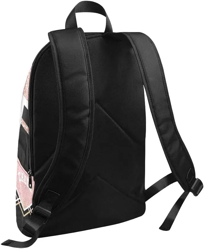 Personalized Cheerleader Pink Print Backpack with Name Custom Travel Daypack Bag for Man Woman Gifts