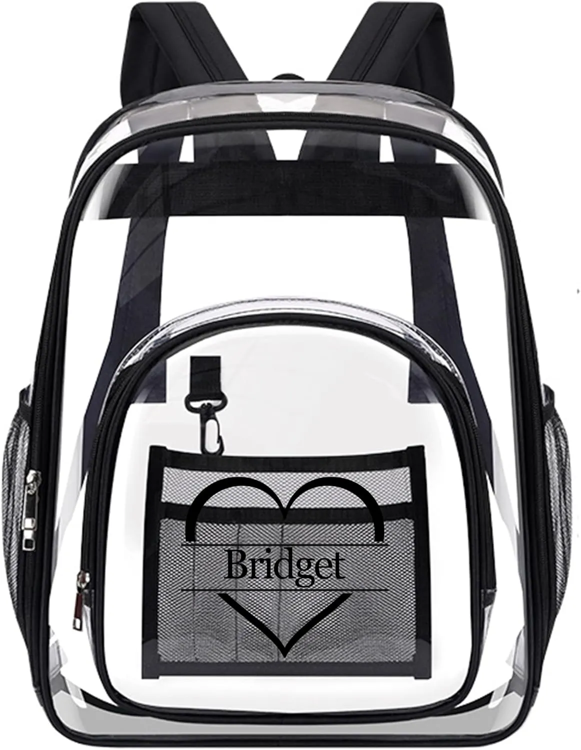 Personalized Clear Backpack Customized Name Cute Clear Bookbag Heavy Duty See Through Transparent Backpack Pink/Black/Gray