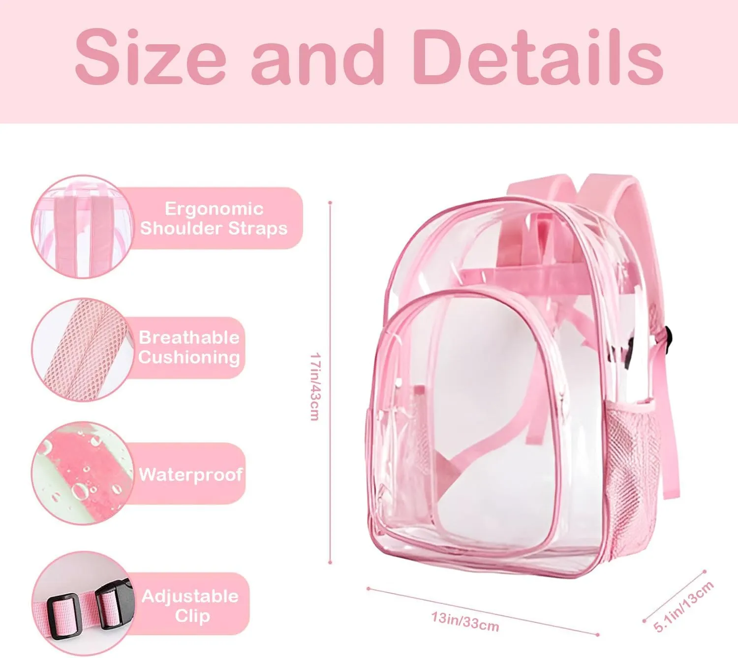 Personalized Clear Backpacks with Name, Custom Butterfly Clear Backpack for Women Men, with Reinforced Strap & Large Capacity PVC Transparent Waterproof Backpacks for Travel Camping Work