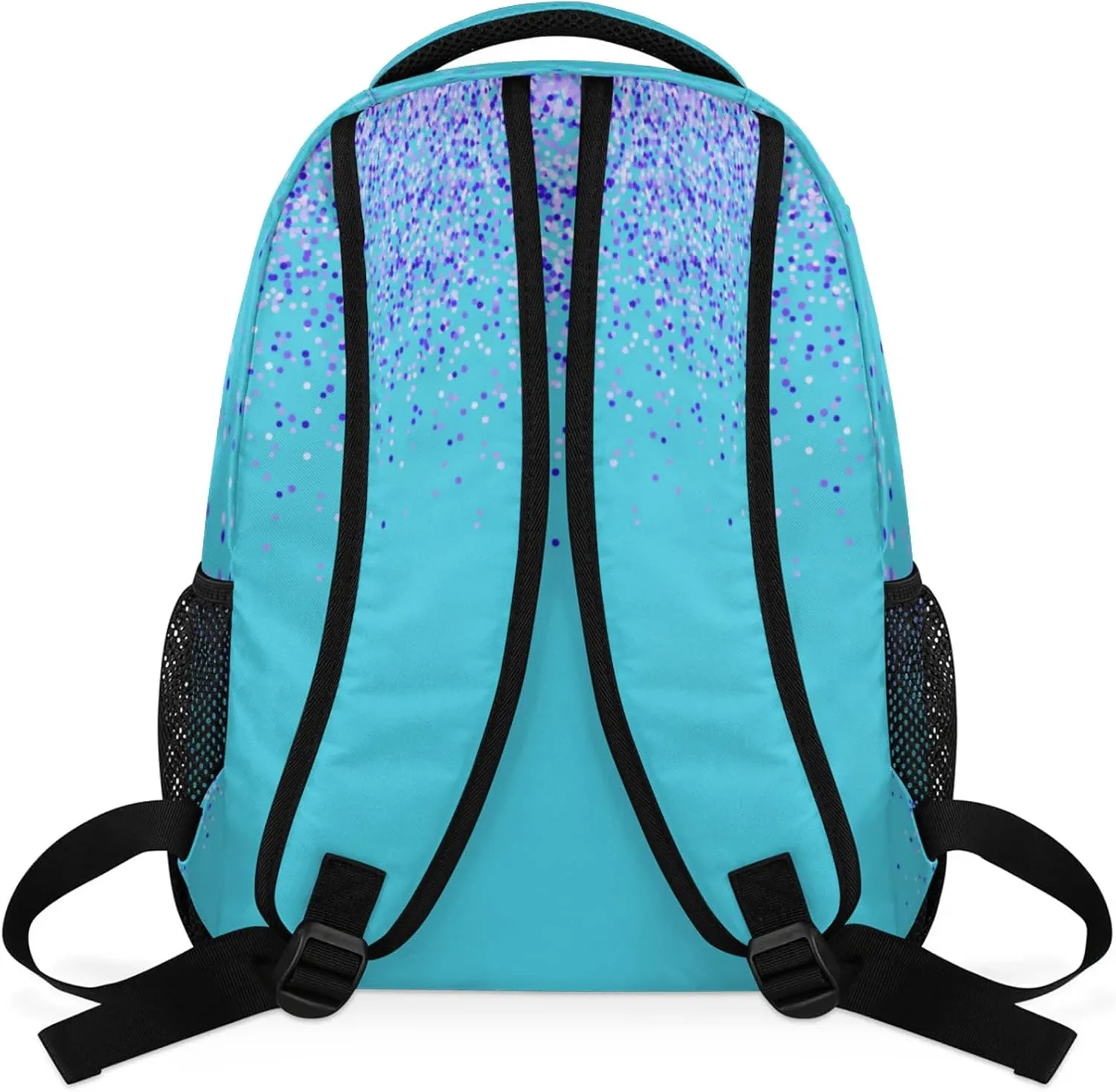 Personalized Initial Letter Backpack for Adult Teens, Custom Sleepover Workout Large Backpacks Bag Royal Blue Sequins with Aqua Blue Background
