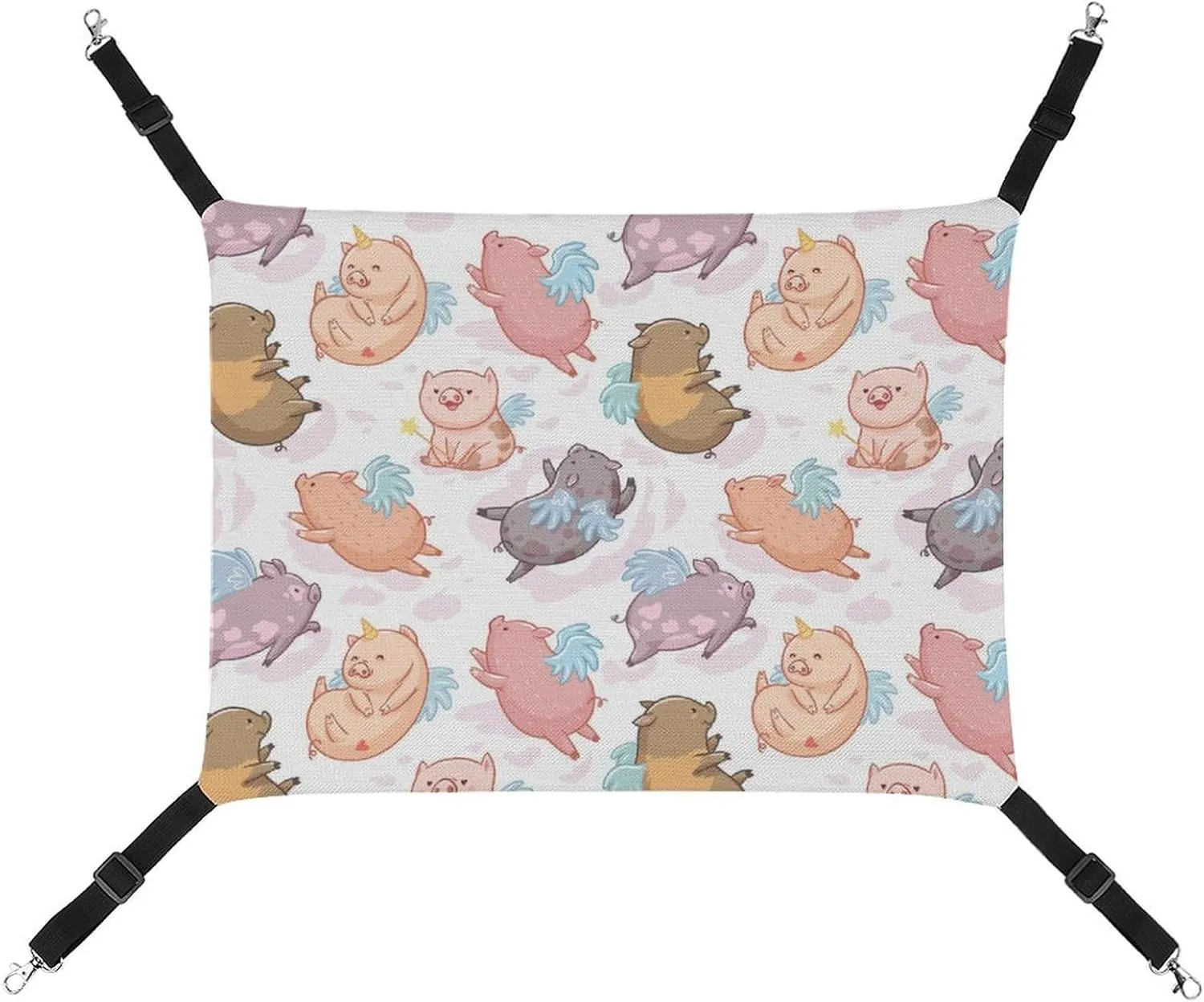 Pig Unicorn with Wings Cat Hanging Hammock Soft Breathable Pet Cage Dog Hammock with Adjustable Straps and Metal Hooks