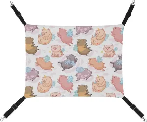 Pig Unicorn with Wings Cat Hanging Hammock Soft Breathable Pet Cage Dog Hammock with Adjustable Straps and Metal Hooks