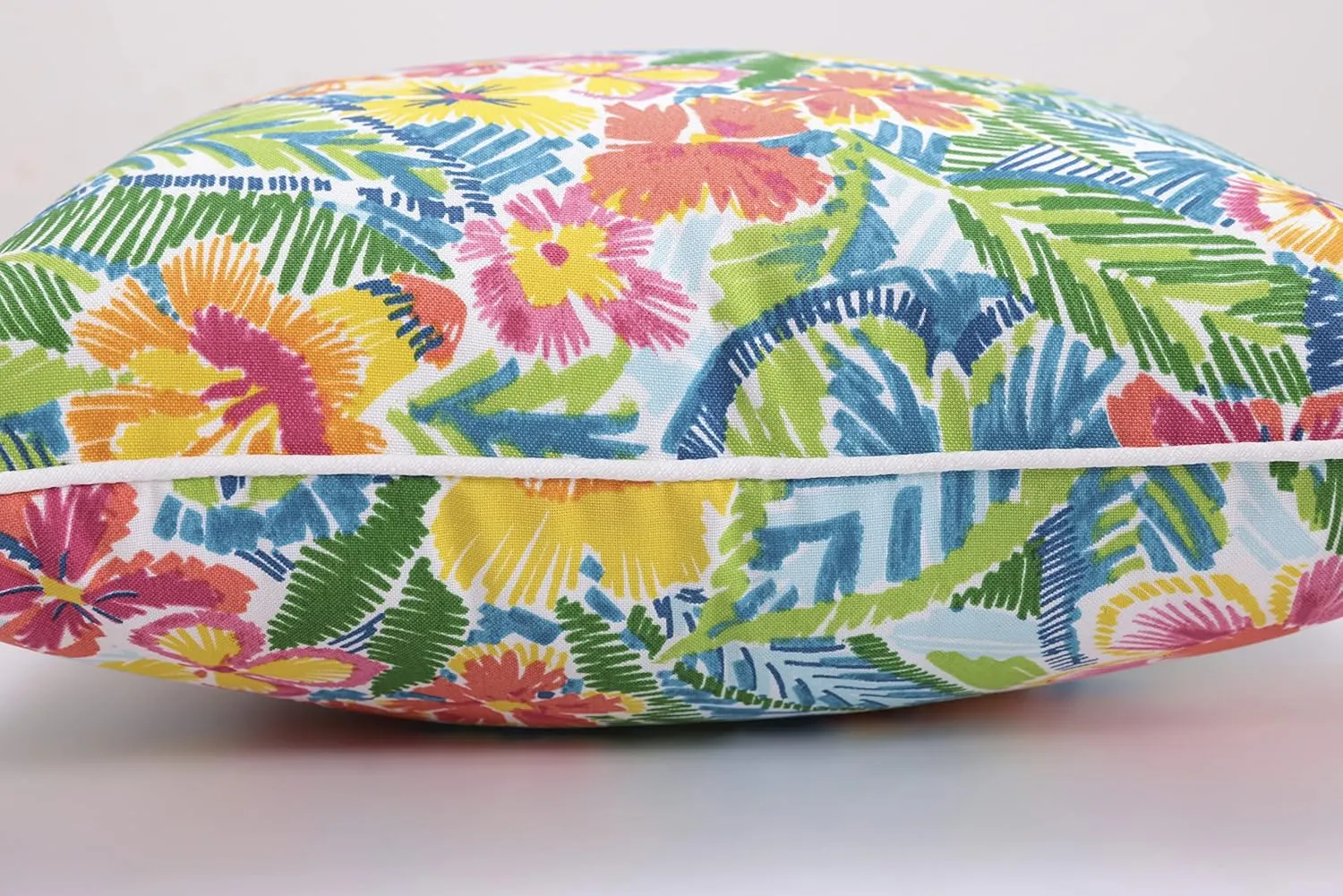 Pillow Perfect Bright Floral Indoor/Outdoor Accent Throw Pillow, Plush Fill, Weather, and Fade Resistant, Throw - 16.5" x 16.5", Multicolored Pensacola, 2 Count