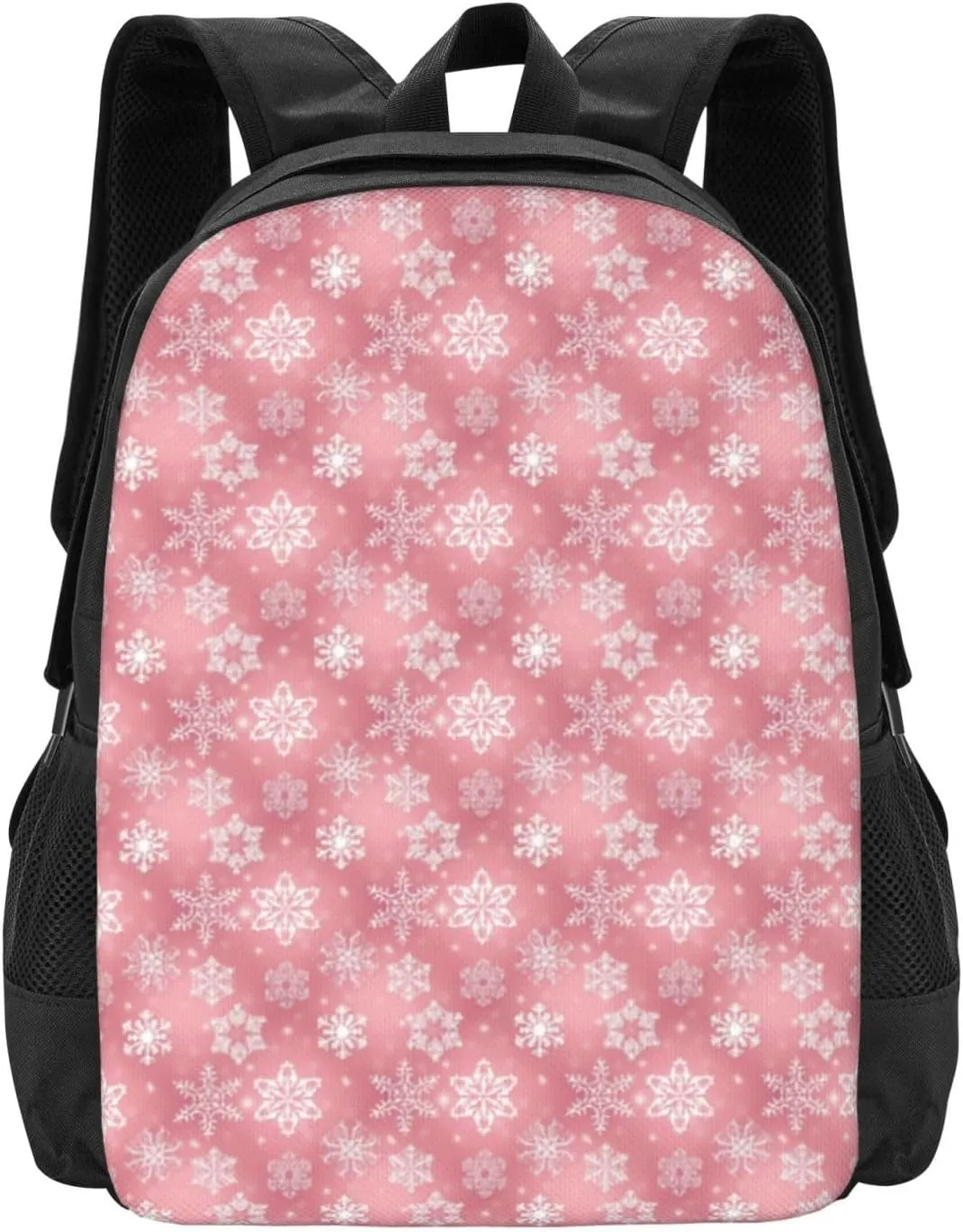 Pink Snowflake Pattern Christmas Lightweight Packable Backpack Travel Casual Hiking Daypack Foldable Backpack For Men Women
