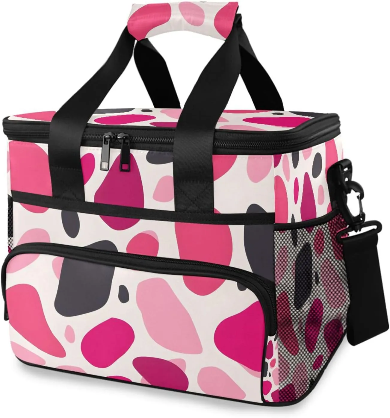 Pink Stone Polka Dot Cooler Bag Insulated Cooler Soft Sided Cooler 24 Can Portable Picnic Bag Large Leakproof Lunch Bag Box for Beach Grocery Camping Travel Car Men Women