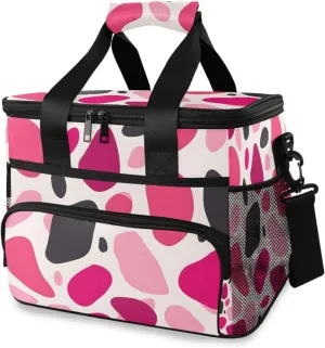 Pink Stone Polka Dot Cooler Bag Insulated Cooler Soft Sided Cooler 24 Can Portable Picnic Bag Large Leakproof Lunch Bag Box for Beach Grocery Camping Travel Car Men Women