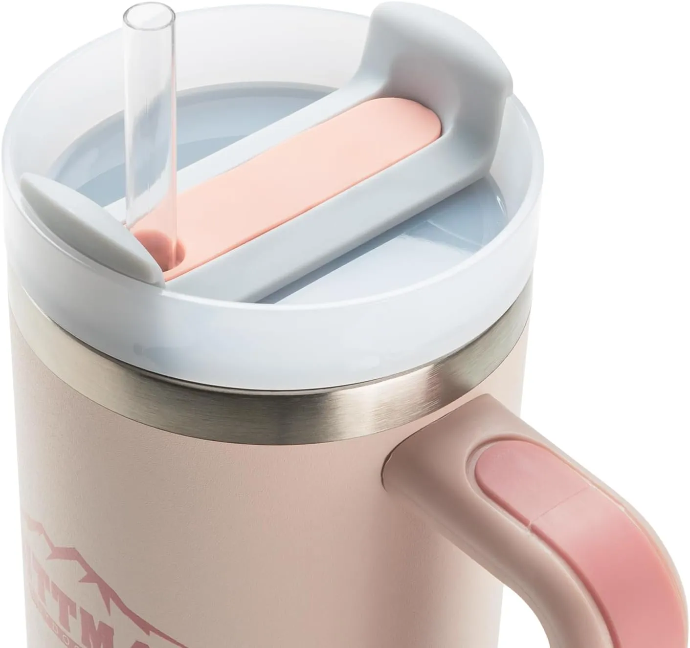 Pittman Outdoors 40oz. Hydration Tumbler with Comfort Soft Handle, Pink - Vacuum Insulated Travel Coffee and Drink Mug