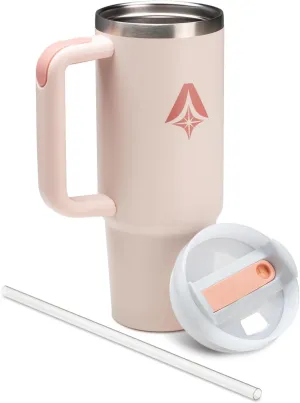 Pittman Outdoors 40oz. Hydration Tumbler with Comfort Soft Handle, Pink - Vacuum Insulated Travel Coffee and Drink Mug