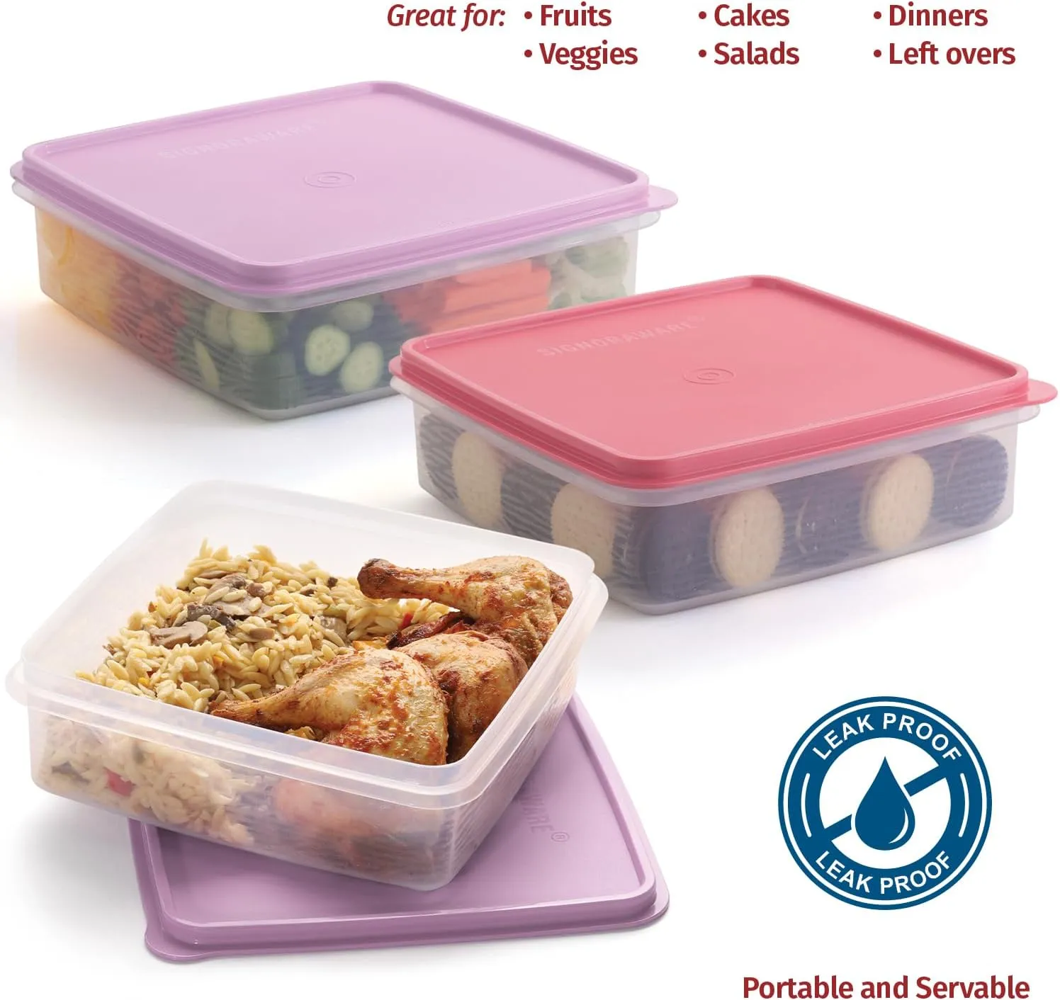 Plastic Storage Containers with Lids – 2-Pack 3L Cupcake Carrier – Leakproof Cookie Storage Containers Airtight – BPA-Free Plastic Containers with Lids for Food Storage, Meal Prep, Leftovers, Cupcakes