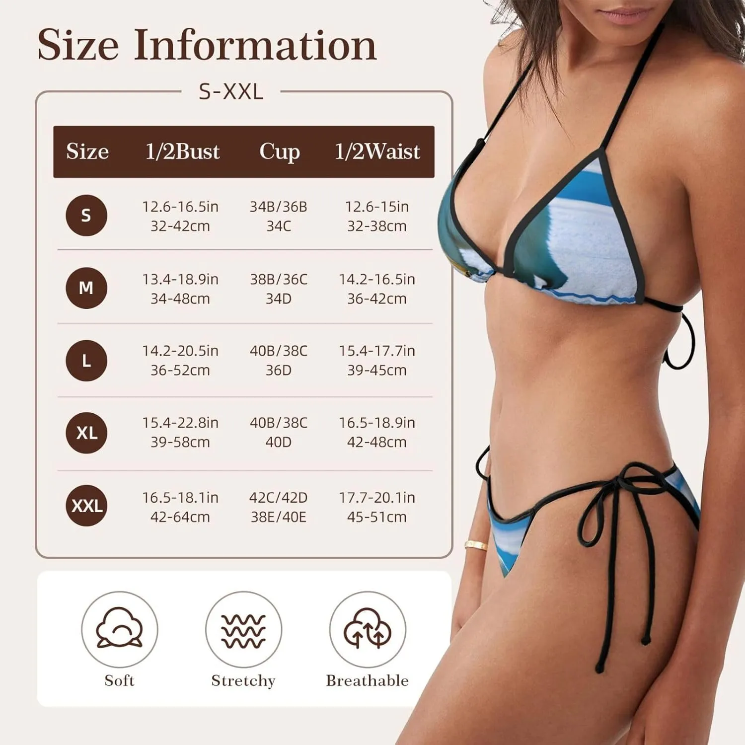 Polar Bear Ice Print Bikini Sets for Women,Perfect for Beach,Pool and Other Outdoor Activities