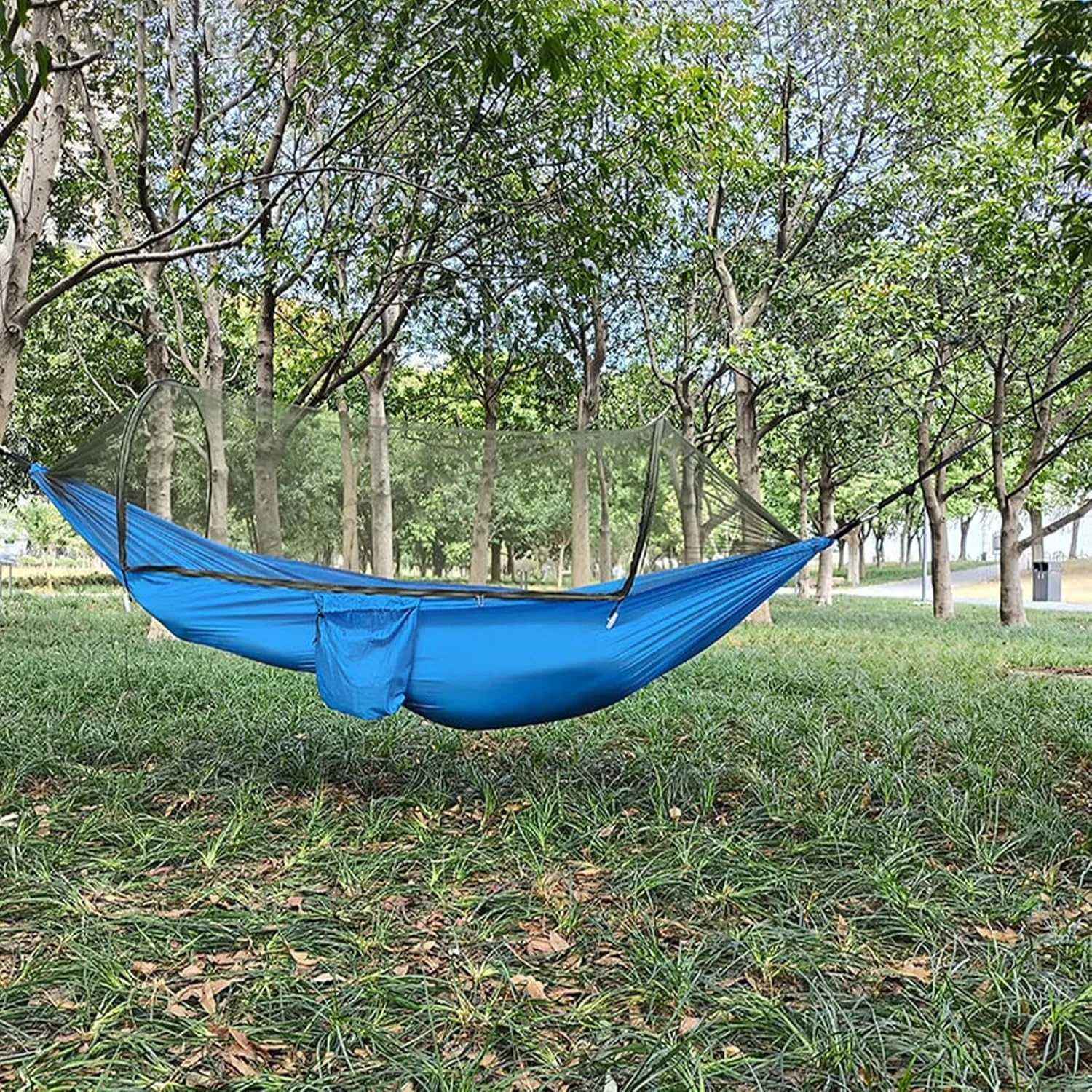 Pop Up Hammock Net - Instant Pop Up Hammock, Travel Net | Camp Use with Fine Mesh,Carabiners and Tree Straps Included Outdoor Resting Equipment for Friends, Coworkers, Family