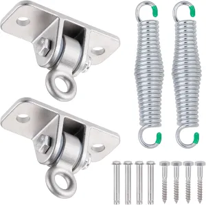 Porch Swing Hanging Kit, Heavy Duty 304 Stainless Steel Swing Hangers Set with Galvanized Iron Springs for Hammock Chairs or Ceiling Mount Porch or Patio Swings, Screws and Bolts Included