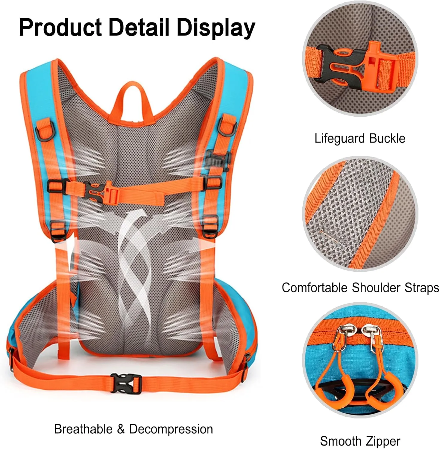 PORRASSO Hiking Backpack Waterproof Daypack 18L Rucksack Lightweight Backpack for Women Men Trekking Cycling Climbing Outdoor Sports Royal Blue