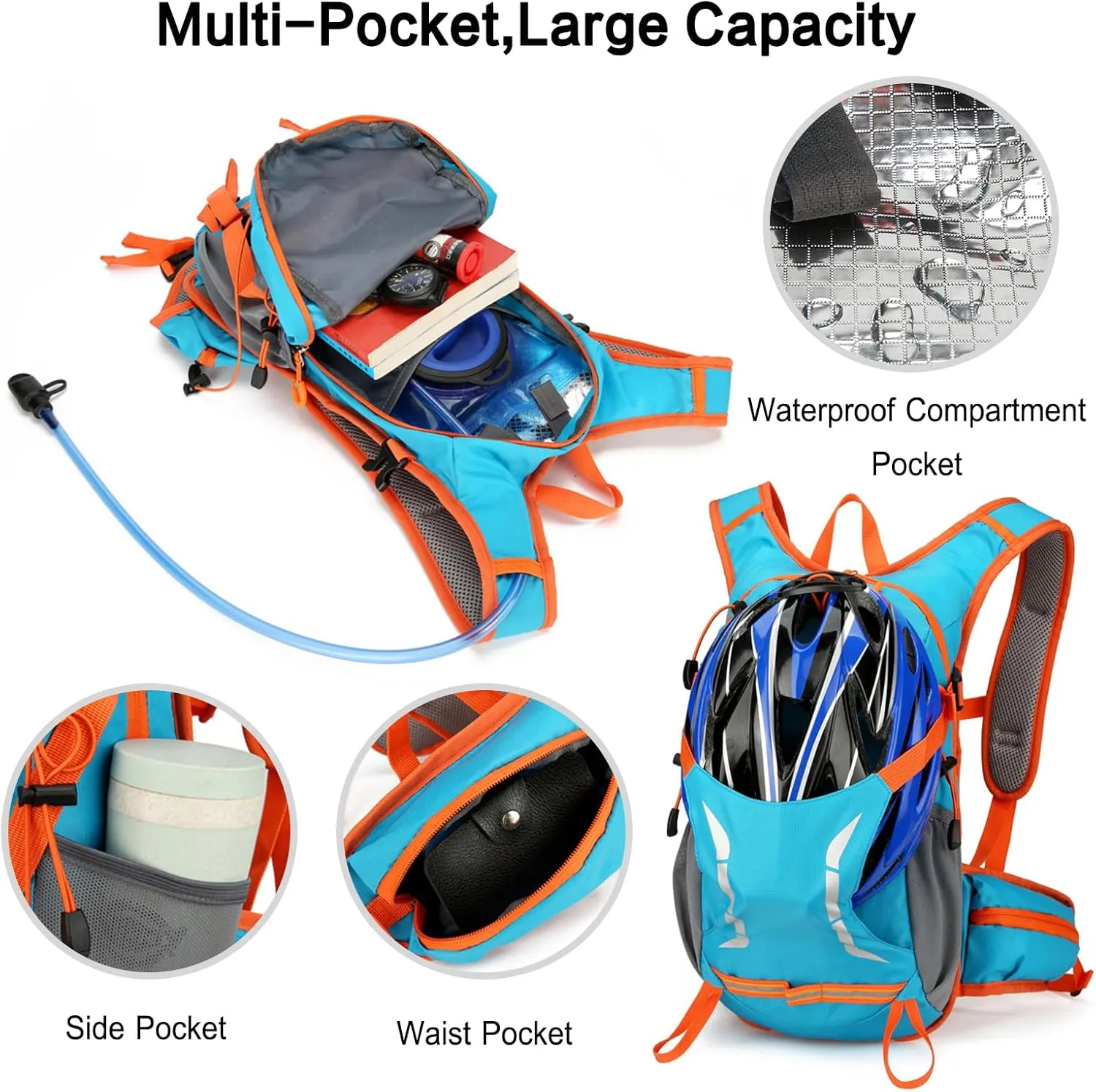 PORRASSO Hiking Backpack Waterproof Daypack 18L Rucksack Lightweight Backpack for Women Men Trekking Cycling Climbing Outdoor Sports Royal Blue