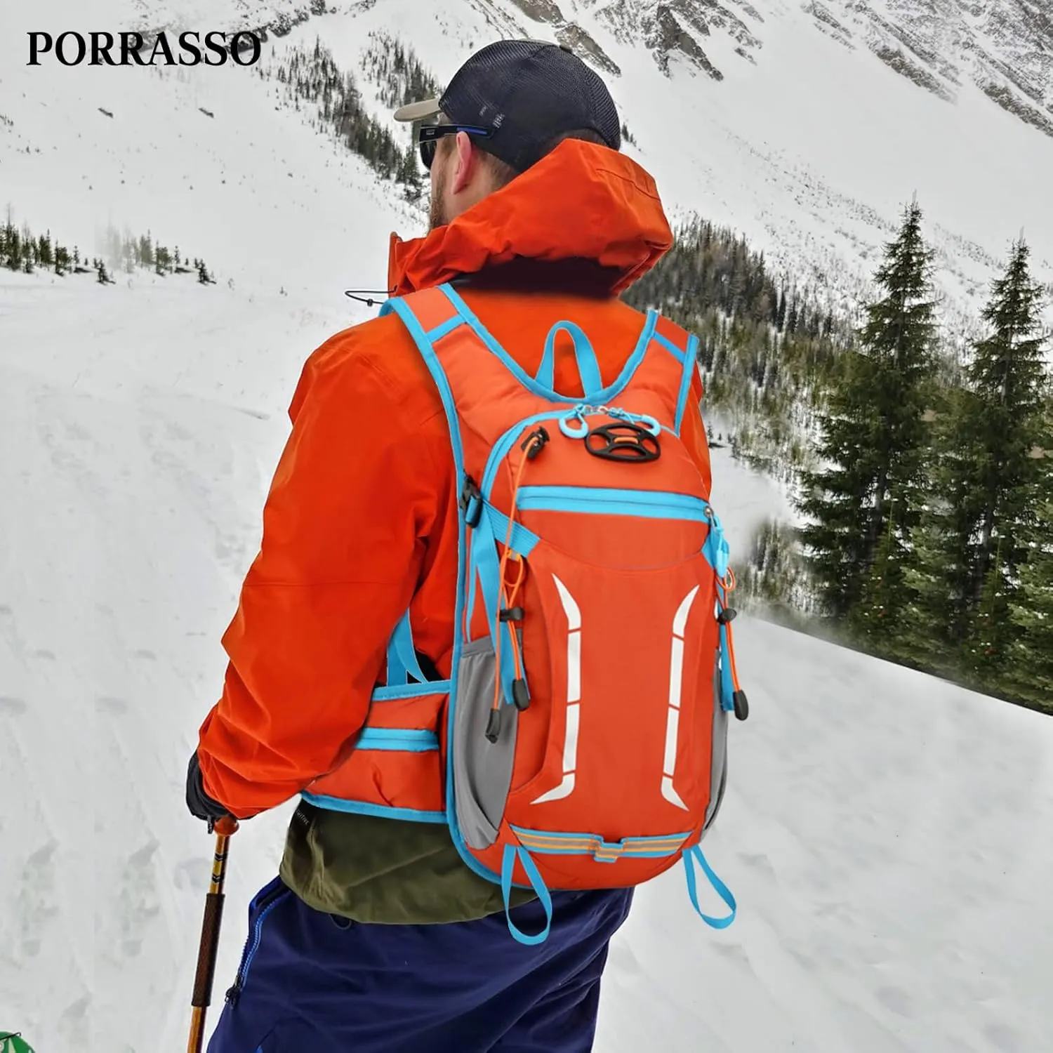 PORRASSO Hiking Backpack Waterproof Daypack 18L Rucksack Lightweight Breathable Backpack for Women Men Trekking Cycling Climbing Outdoor Sports Orange