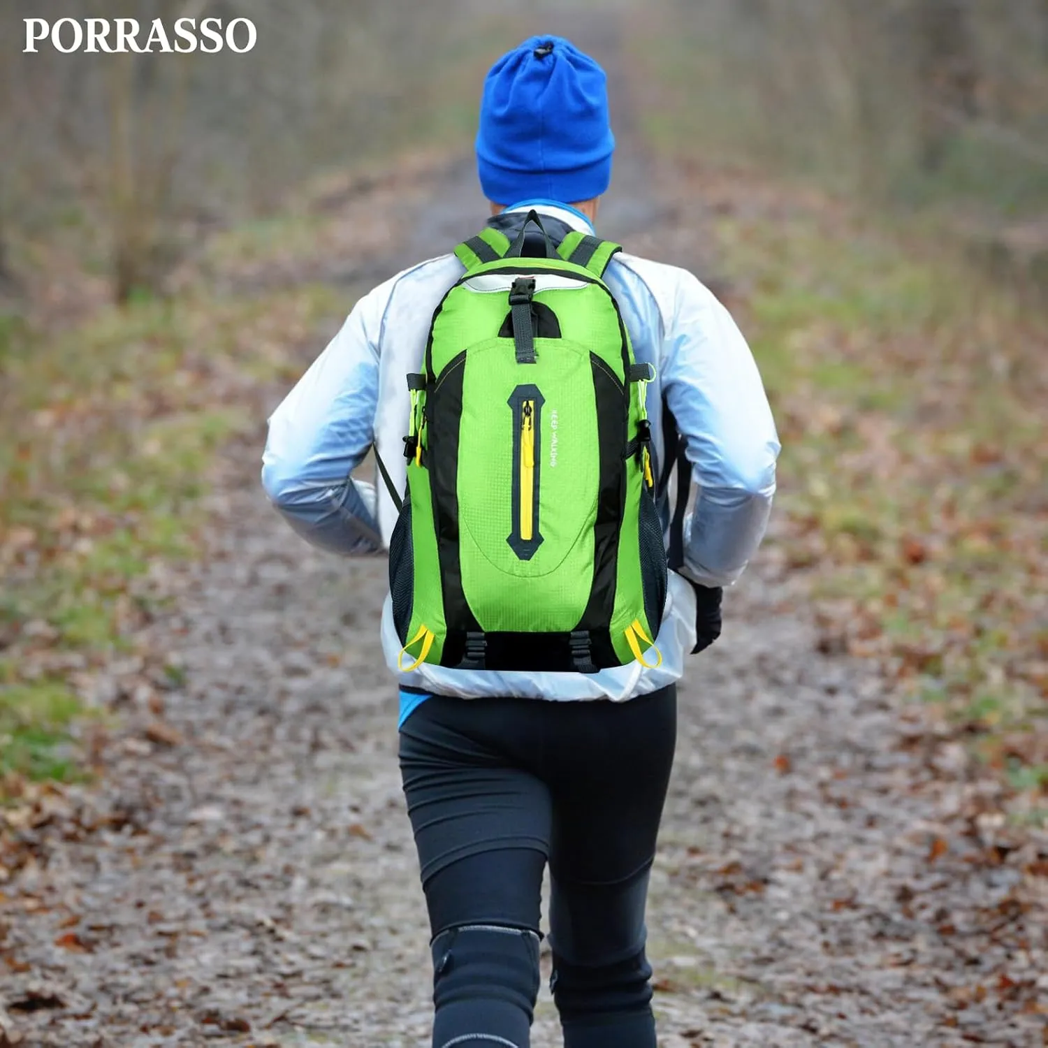 PORRASSO Hiking Backpack Waterproof Rucksack 25L Daypack Durable Backpack for Women Men Camping Climbing Travel Outdoor Sports Green