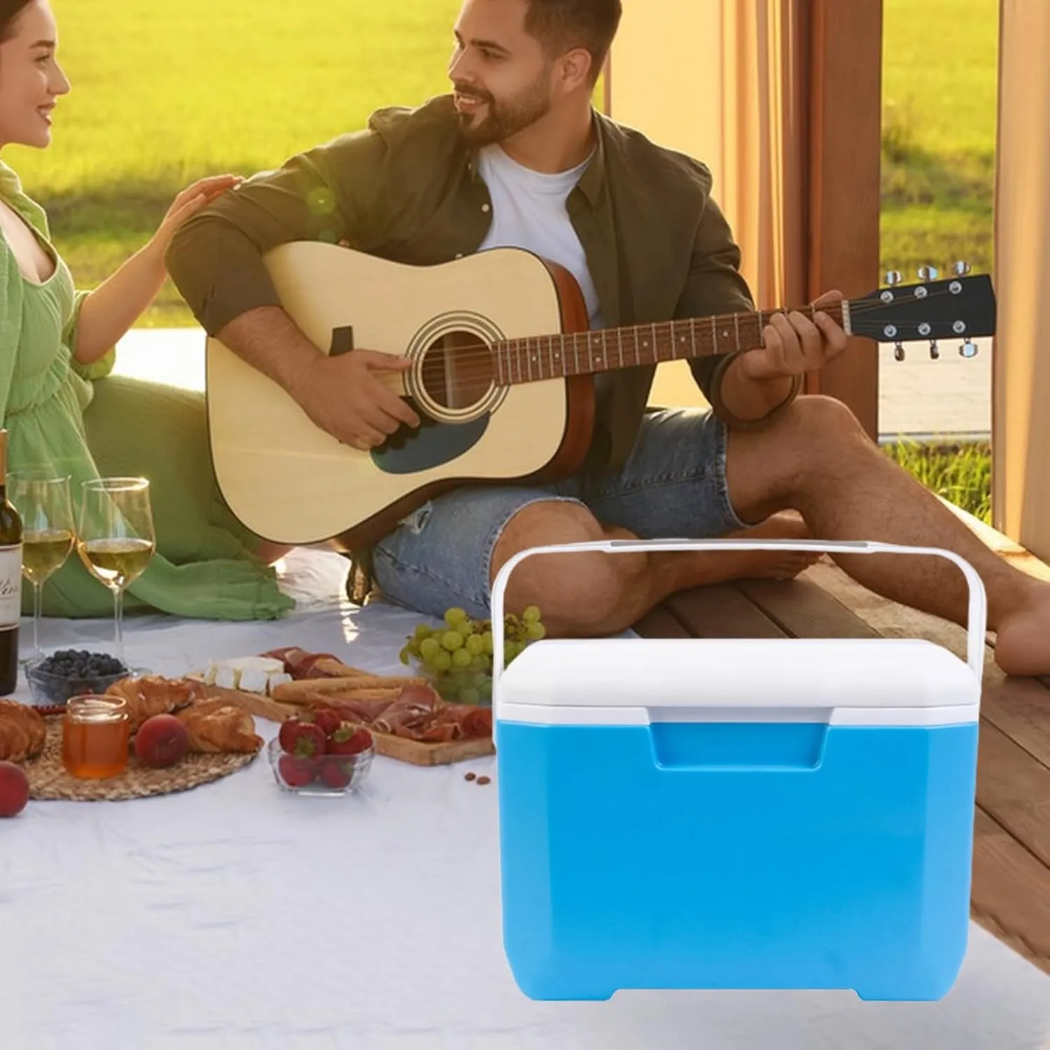 Portable Cooler Box, 6L Insulated Hard Ice Box, Lightweight Leakproof Large Capacity Outdoor Camping Cooler with Heavy Duty Handle, Leakproof Design for Camping, Picnic, BBQ